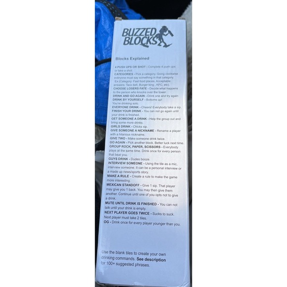 Buzzed Blocks Adult Drinking Game 54 Blocks with Hilarious Drinking Commands NW - Picture 3 of 4